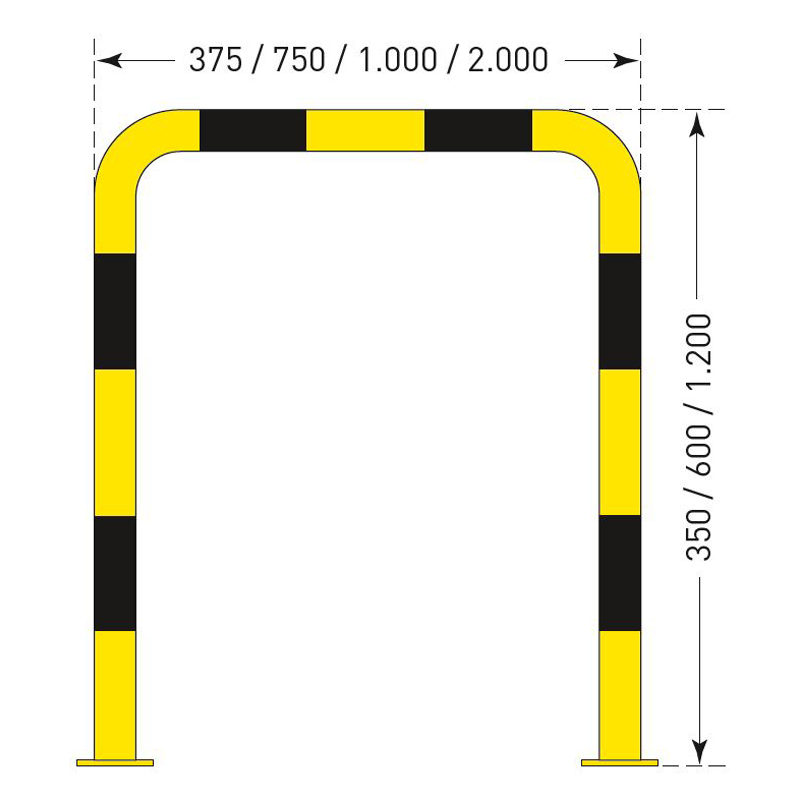 Rammschutzbügel RBÜ 73 (BxH: 750 x 350 mm) für die Innenaufstellung