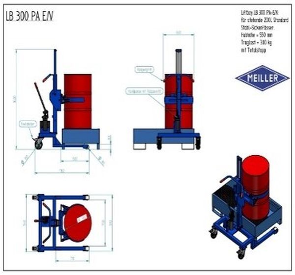 Fasstransporter / Fasslifter Typ LB 300 PA-E/V mit Einfahrwerk, Spannautomatik am Fassmantel