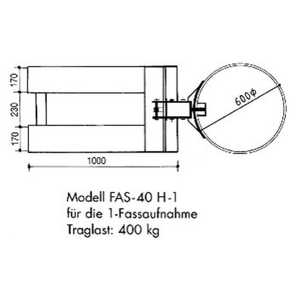 Fassgreifer Typ Greiffix FAS-40 H-1 für 1 Fass für Stapleranbau