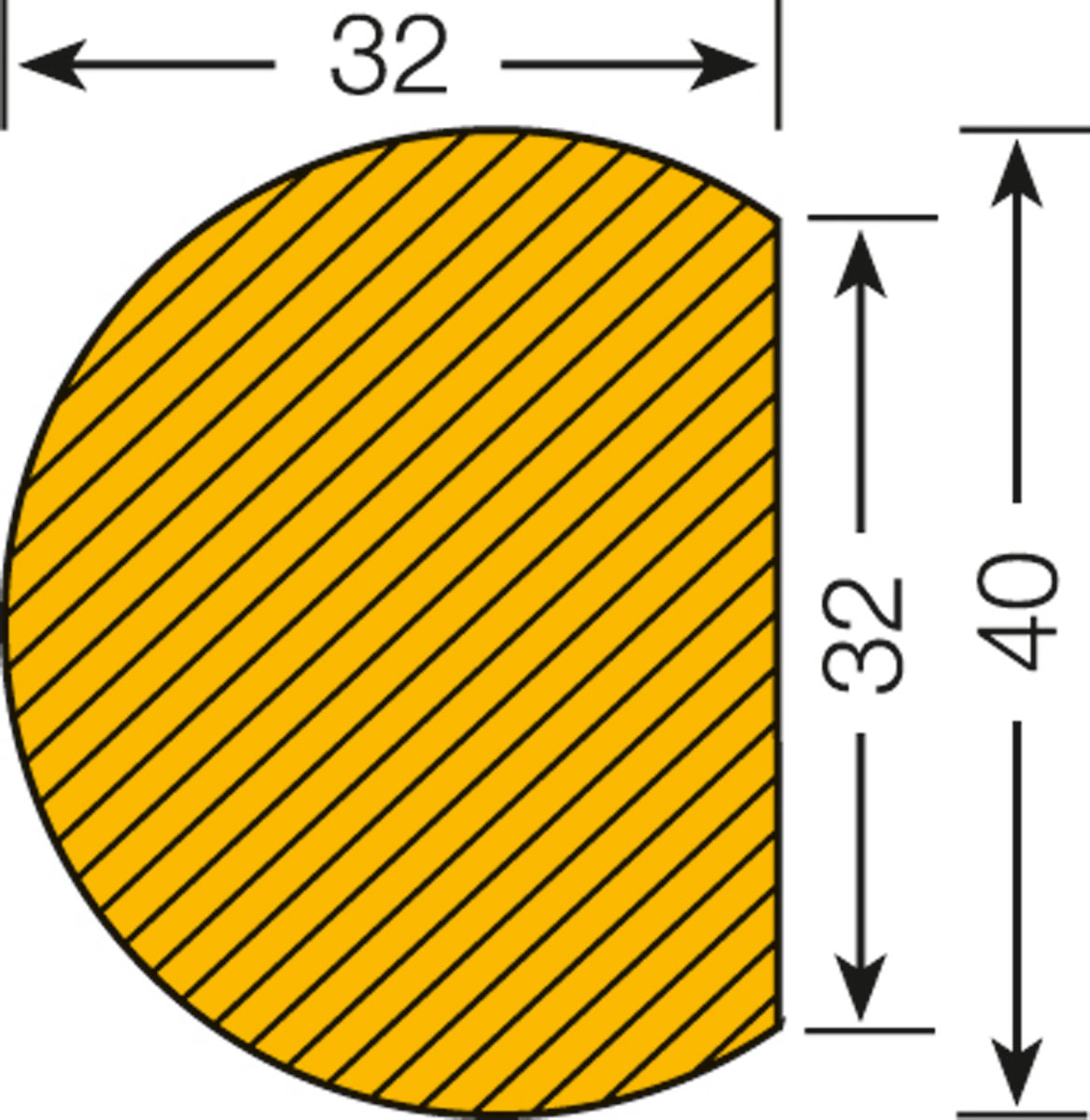 Prallschutz Flächenschutz Kreis 40/32 gelb-schwarz, magnetisch, Länge 1000 mm