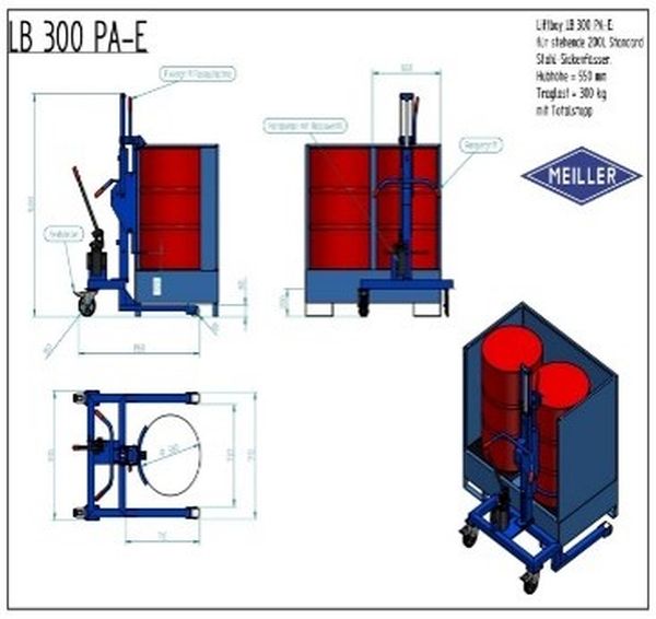 Fasstransporter / Fasslifter Typ LB 300 PA-E mit Einfahrwerk, Spannautomatik am Fassrand